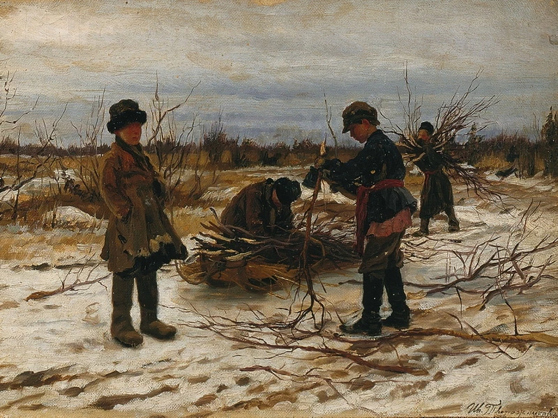 1848 - Ivan I. Tvorozhnikov - Bambini che raccolgono legna da ardere